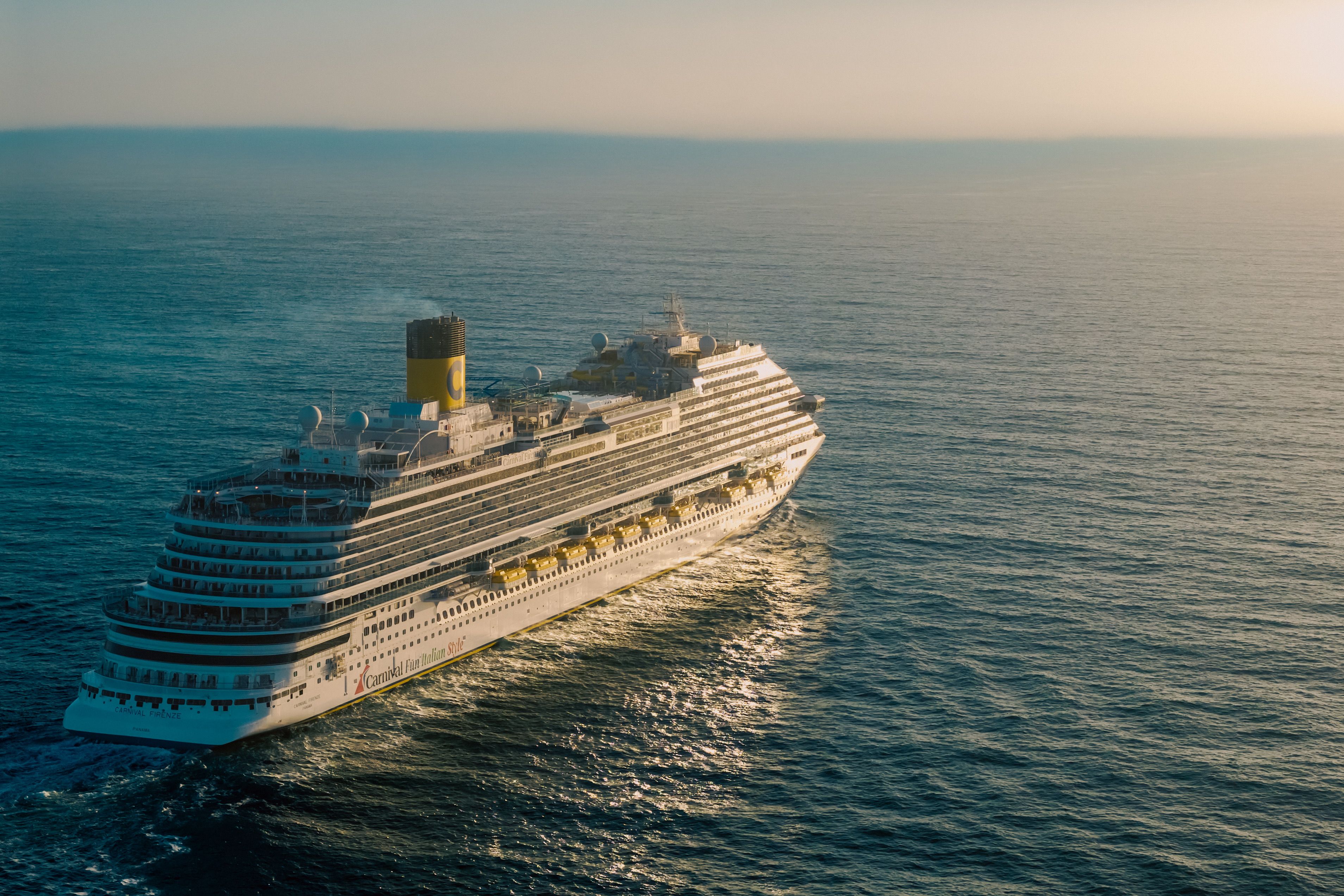Cruise ship sailing through the ocean